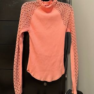 Free People Citrus Lace Sleeve Top
